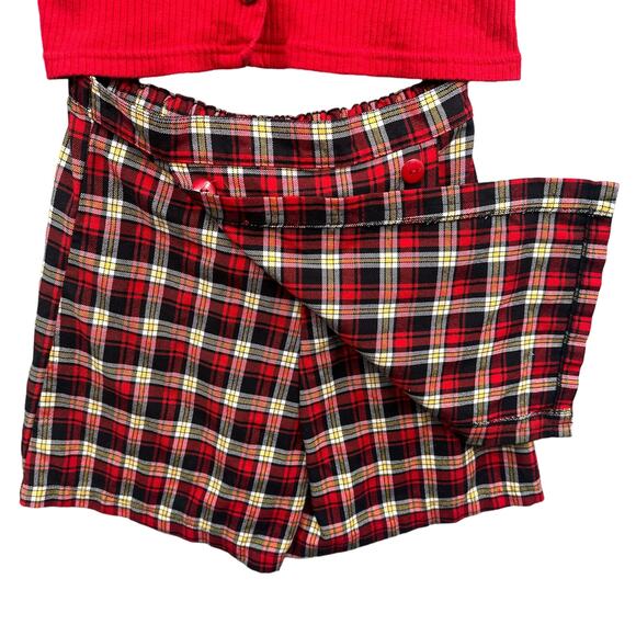 VTG 90s Plaid Skort Shirt Set Youth16 Mini Scottie Dog School Retro Fall Outfit - Picture 4 of 16